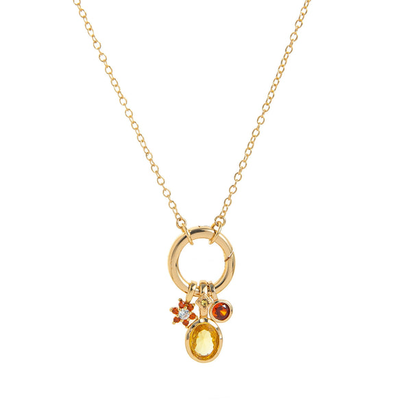 Wholesale Women's Birthstone Pendant Necklace Copper Goldplated Geometric Style