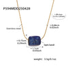 Wholesale Women's Blue Turquoise Geometric Square Pendant 316L Stainless Steel 18K Gold Plated Clavicle Necklace Chain