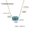 Wholesale Women's Blue Turquoise Geometric Square Pendant 316L Stainless Steel 18K Gold Plated Clavicle Necklace Chain