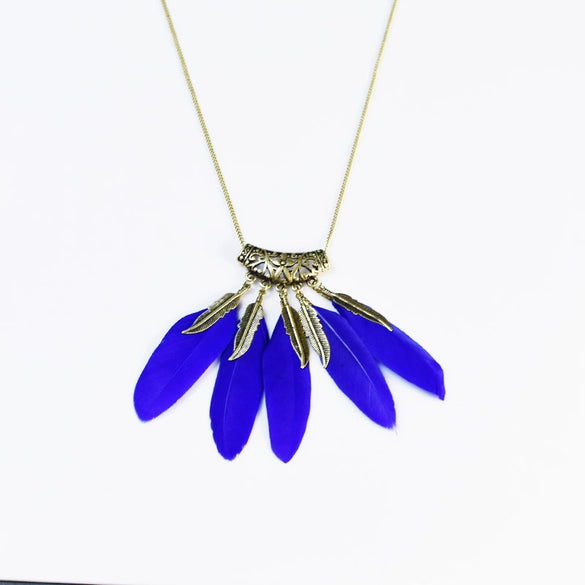 Wholesale Women's Bohemian Creative Feather Tassel Necklace With Geometric Style And Water Wave Chain