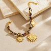 Wholesale Women's Bohemian Minimalist Heart Shape Leopard Print Stainless Steel Goldplated Bracelet With Love Pendant