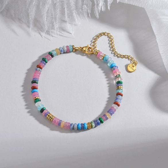 Wholesale Women's Bohemian Style Geometric Titanium Steel Beaded Electroplated Bracelet