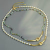 Wholesale Women's Bohemian Style Natural Stone Glass Beaded Necklace With Geometric Pattern Handmade From Agate Copper