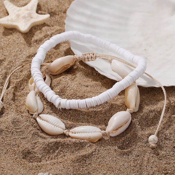 Wholesale Women's Bohemian Style Soft Pottery Geometric Anklets