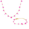 Wholesale Women's Boho Style Pink Natural Stone 316L Stainless Steel Handmade Collarbone Necklace Bracelet