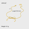 Wholesale Women's Bow Pendant Necklace With Snake Bone Chain In Titanium Steel Electroplated With 18K Gold