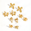 Wholesale Women's Bow Tie Pattern Stainless Steel Earrings With Pvd Furnace Vacuum Real Gold Plating