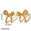 Wholesale Women's Bow Tie Pattern Stainless Steel Earrings With Pvd Furnace Vacuum Real Gold Plating
