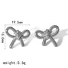 Wholesale Women's Bow Tie Pattern Stainless Steel Earrings With Pvd Furnace Vacuum Real Gold Plating