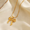 Wholesale Women's Bow Tie Pattern Titanium Steel And Stainless Steel O Chain Clavicle Necklace With Electroplating
