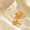 Wholesale Women's Bow Tie Pattern Titanium Steel And Stainless Steel O Chain Clavicle Necklace With Electroplating