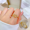 Wholesale Women's Brass Crown Pattern Open Double Ring With Gold Electroplating And Micro Inlay