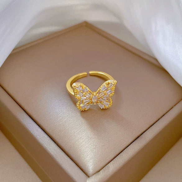 Wholesale Women's Brass Electroplated Crown Pattern Open Adjustable Ring