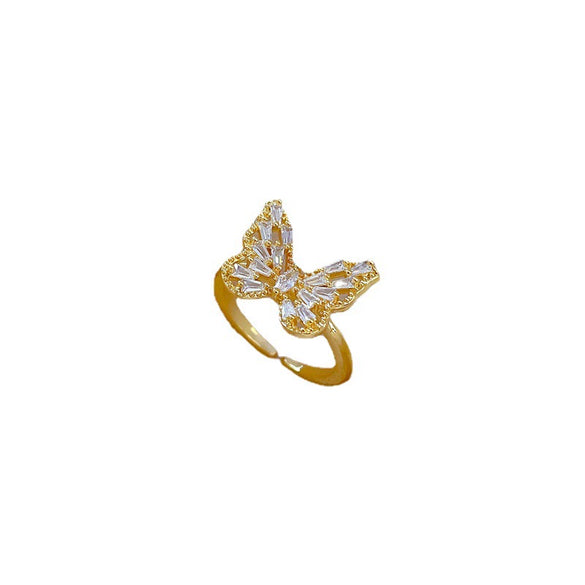 Wholesale Women's Brass Electroplated Crown Pattern Open Adjustable Ring