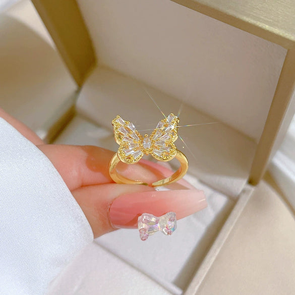 Wholesale Women's Brass Electroplated Crown Pattern Open Adjustable Ring