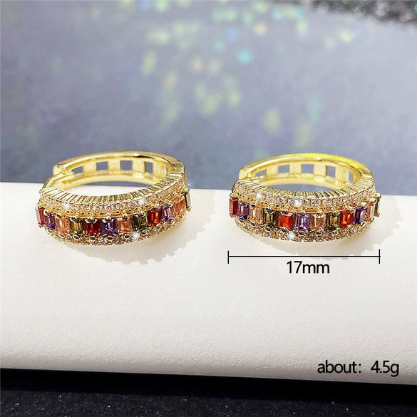 Wholesale Women's Brass Goldplated Zircon Geometric Earring