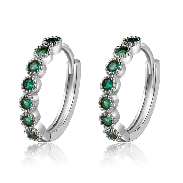 Wholesale Women's Brass Lace Green Zircon Geometric Earrings Gold Plated