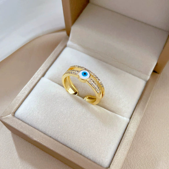 Wholesale Women's Brass Ring With Real Gold Plating Microinlaid Zircon And The Crown Pattern In Fashion Light Luxury Cold Style