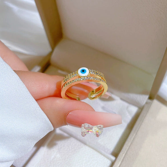 Wholesale Women's Brass Ring With Real Gold Plating Microinlaid Zircon And The Crown Pattern In Fashion Light Luxury Cold Style