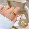 Wholesale Women's Brass Ring With The Crown Pattern And Real Gold Plating Microinlaid Light Luxury Cold Style