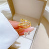 Wholesale Women's Brass Ring With The Crown Pattern And Real Gold Plating Microinlaid Light Luxury Cold Style
