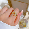 Wholesale Women's Brass Ring With The Crown Pattern Real Gold Electroplated Light Luxury Style