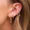 Wholesale Women's Brass Wicker Flower And Leaf Zircon Inlaid Earrings
