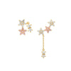 Wholesale Women's Brass Wicker Flower And Leaf Zircon Inlaid Earrings