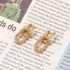 Wholesale Women's Brass Zircon Inlaid Geometric Hollow Long Square Fashion Earrings