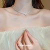 Wholesale Women's Broken Silver Imitation Pearl Zircon Pendant Necklace With Geometric Pattern Handmade Light Luxury Clavicle Chain