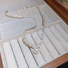 Wholesale Women's Broken Silver Imitation Pearl Zircon Pendant Necklace With Geometric Pattern Handmade Light Luxury Clavicle Chain