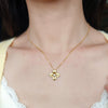Wholesale Women's Brushed 925 Silver Four Leaf Flower Necklace With 18K Gold Plated Retro Design