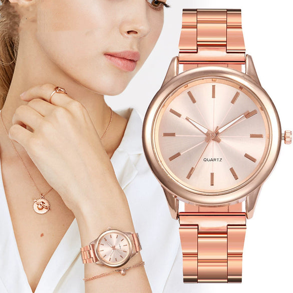 Wholesale Women's Business Fashion Midnight Steel Belt Quartz Watch With Round Dial And Stainless Steel Strap