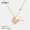 Wholesale Women's Butterfly And Zodiac Pattern Diamondencrusted Electroplated Titanium Steel And Stainless Steel Oshaped Chain Necklace Jewelry
