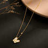 Wholesale Women's Butterfly And Zodiac Pattern Diamondencrusted Electroplated Titanium Steel And Stainless Steel Oshaped Chain Necklace Jewelry