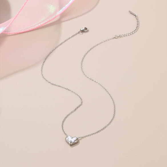 Wholesale Women's Butterfly Heart Geometric Stainless Steel 18K Gold Plated Necklace