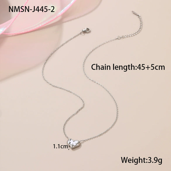Wholesale Women's Butterfly Heart Geometric Stainless Steel 18K Gold Plated Necklace