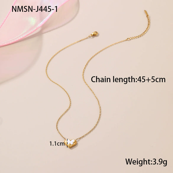 Wholesale Women's Butterfly Heart Geometric Stainless Steel 18K Gold Plated Necklace