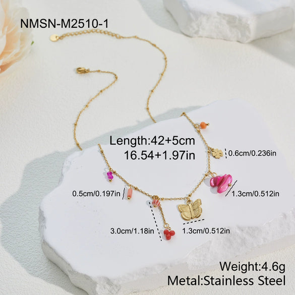 Wholesale Women's Butterfly Jewelry Set Stainless Steel 18K Gold Electroplated With Heart Drop Bell Patterns