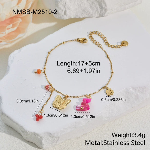 Wholesale Women's Butterfly Jewelry Set Stainless Steel 18K Gold Electroplated With Heart Drop Bell Patterns