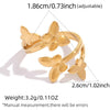 Wholesale Women's Butterfly Open Rings Stainless Steel Pvd Furnace Vacuum Real Gold Plating