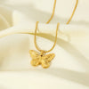 Wholesale Women's Butterfly Pendant Necklace With Animal Zodiac Pattern Stainless Steel And Titanium Steel Snake Bone Chain 18K Gold Plated
