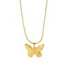 Wholesale Women's Butterfly Pendant Necklace With Animal Zodiac Pattern Stainless Steel And Titanium Steel Snake Bone Chain 18K Gold Plated