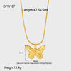 Wholesale Women's Butterfly Pendant Necklace With Animal Zodiac Pattern Stainless Steel And Titanium Steel Snake Bone Chain 18K Gold Plated
