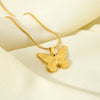 Wholesale Women's Butterfly Pendant Necklace With Animal Zodiac Pattern Stainless Steel And Titanium Steel Snake Bone Chain 18K Gold Plated
