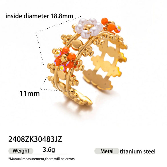 Wholesale Women's Cartoon Character Titanium Steel Electroplated Open Ring Fashion Jewelry