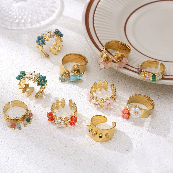 Wholesale Women's Cartoon Character Titanium Steel Electroplated Open Ring Fashion Jewelry