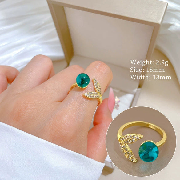 Wholesale Women's Cartoon Crown Shape Brass Fishtail Ring With Electroplating