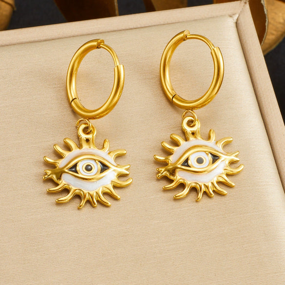 Wholesale Women's Cartoon Style Devil Eye Stainless Steel Electroplated Earrings
