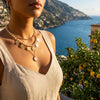 Wholesale Women's Casual Geometric Alloy Electroplated Gold Coin Portrait Pearl Multilayered Necklace